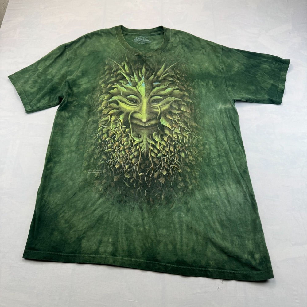 Vtg The Mountain T-Shirt Mens XL Green Tie Dye Graphic Short Sleeve Summer Tee